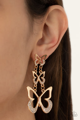 Paparazzi Flamboyant Flutter Gold Earrings $5.00 Jewelry. Get Free Shipping! #P5PO-GDXX-167XX