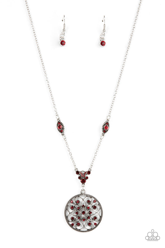 TIMELESS Traveler - Red Rhinestone Short Necklace Paparazzi Accessories