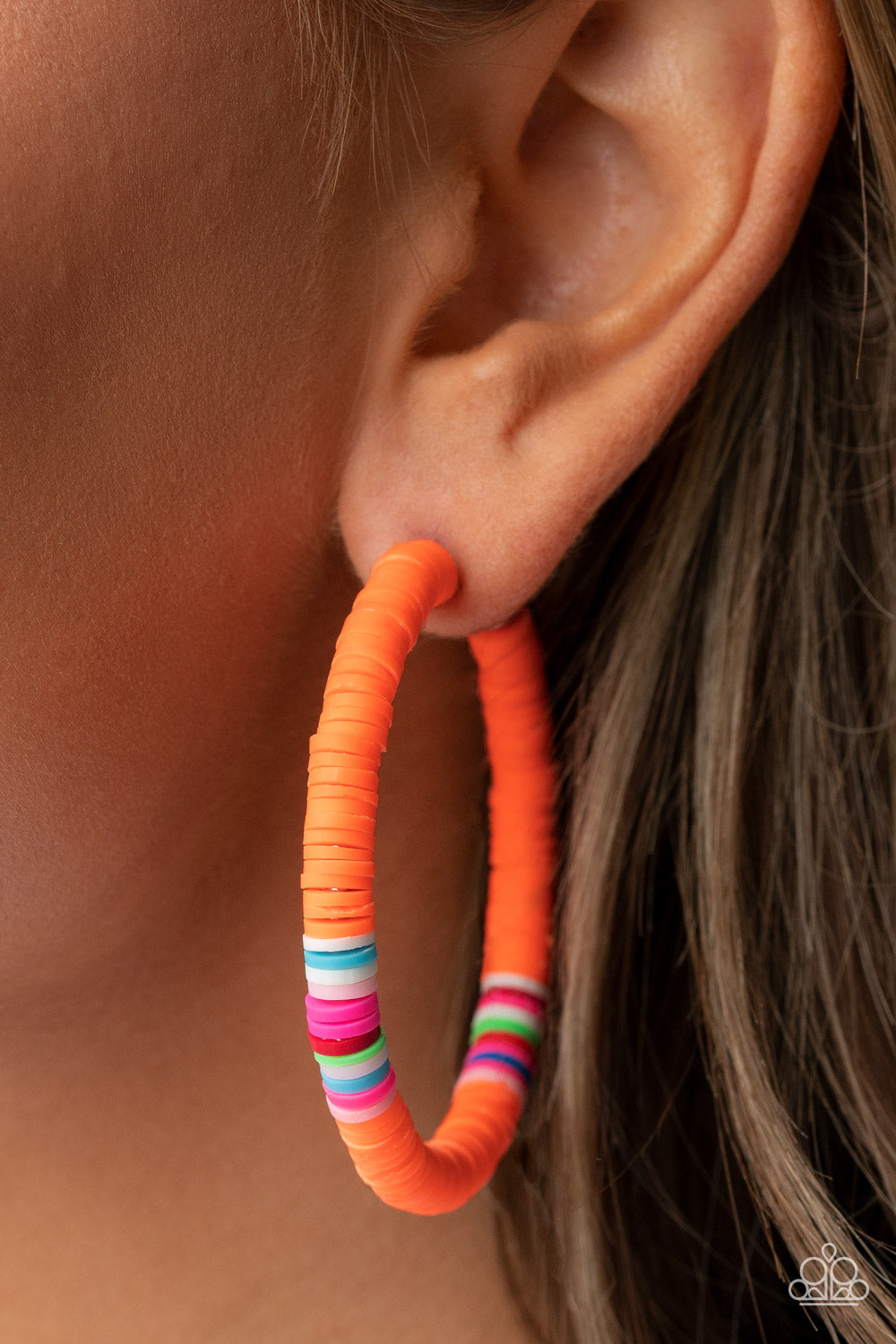 Colorfully Contagious Orange Hoop Earrings Paparazzi Accessories. Free Shipping! #P5HO-OGXX-011XX