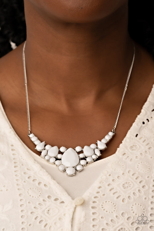 Paparazzi Bali Ballroom White Necklace. Subscribe & Save. #P2WH-WTXX-290XX. Faceted White Bead