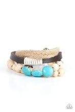 Load image into Gallery viewer, Paparazzi DRIFTER Away - Blue Turquoise Stone and Wooden Beads Bracelet. Get Free Shipping. #P9UR-BLXX-195XX
