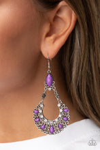 Load image into Gallery viewer, Paparazzi Fluent in Florals Purple filigree Earring. Get Free Shipping. #P5RE-PRXX-182XX. 
