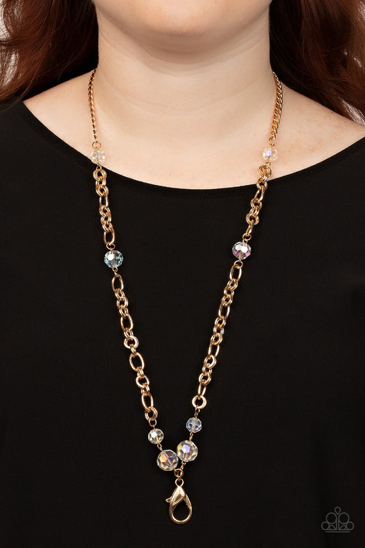 Prismatic Pick-Me-Up - Gold Necklace Paparazzi Accessories. Subscribe and Save. #P2LN-GDXX-036XX