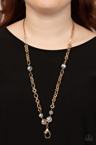Prismatic Pick-Me-Up - Gold Necklace Paparazzi Accessories. Subscribe and Save. #P2LN-GDXX-036XX