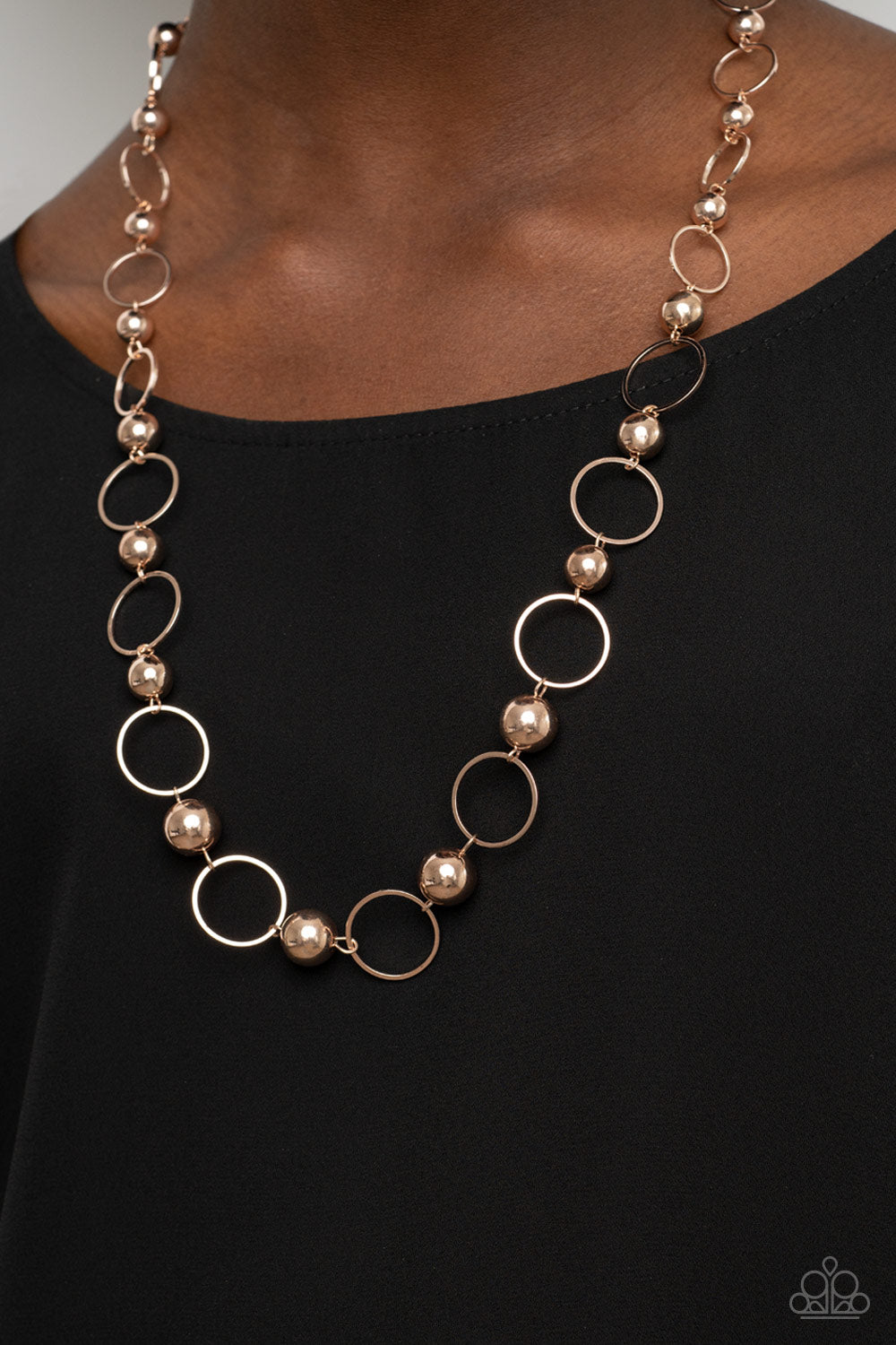 Paparazzi Metro Milestone Rose Gold Necklace. #P2DA-GDRS-270XX. Get Free Shipping