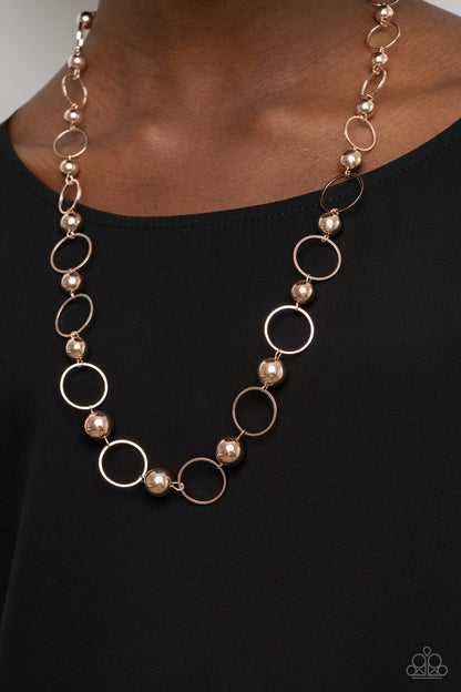 Paparazzi Metro Milestone Rose Gold Necklace. #P2DA-GDRS-270XX. Get Free Shipping