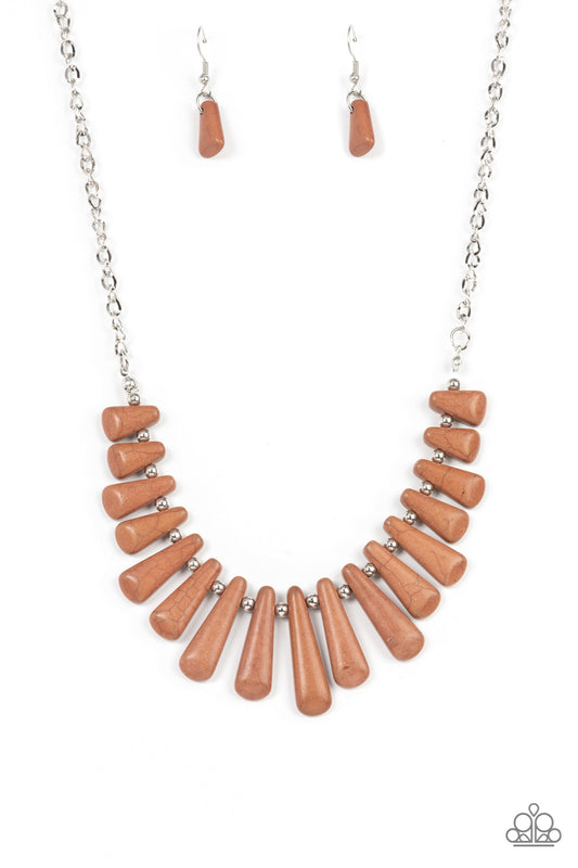Paparazzi Mojave Empress - Brown Necklace. #P2SE-BNXX-230XX. Get Free Shipping