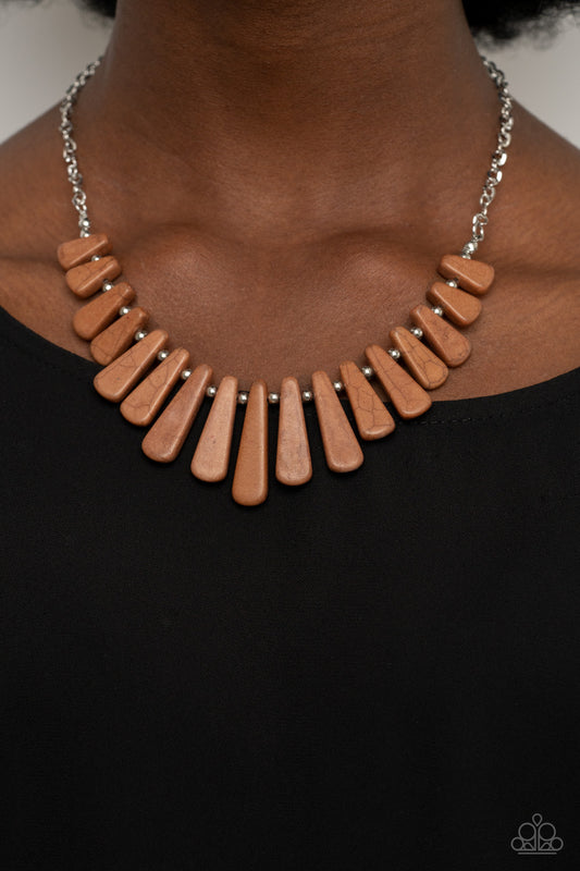 Paparazzi Mojave Empress - Brown Necklace.  #P2SE-BNXX-230XX. Subscribe & Save