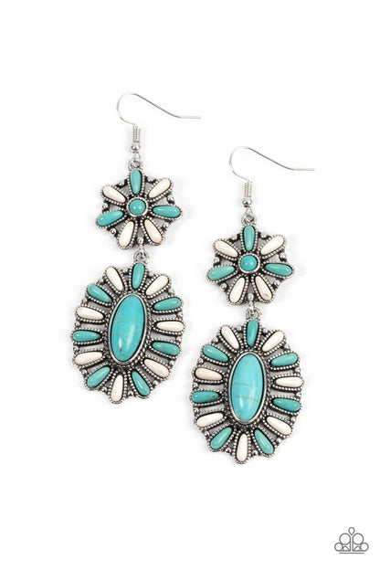 Paparazzi Richly Rustler Blue and White Stone Earrings. Multi Earring.P5SE-MTXX-130XX. Free Shipping