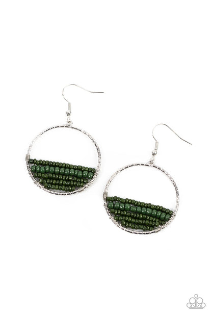 Green beads hoop Earrings. Head-Over-Horizons Green Earring Paparazzi Jewelry.#P5SE-GRXX-141XX