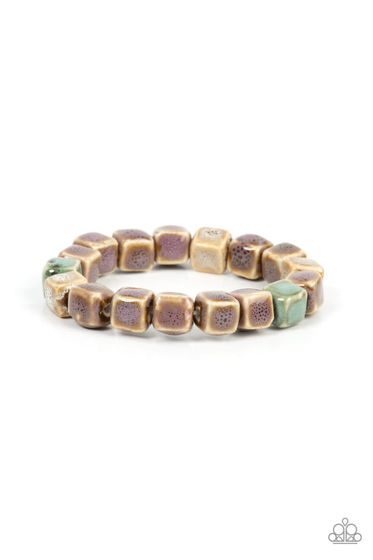 Paparazzi Glaze Craze Purple Bracelet $5 Accessories. Ceramic Beads. Free Shipping! #P9SE-PRXX-167XX