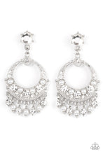 Load image into Gallery viewer, Paparazzi Marrakesh Request White Earrings. #P5PO-WTXX-325XX. White pearl and white rhinestone
