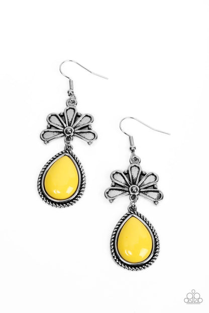 Brightly Blooming Earring Paparazzi $8 Jewelry. #P5WH-YWXX-180XX. Antique Silver Earring. Floral