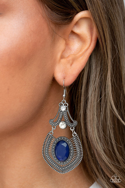 Panama Palace Blue Gem Earrings Paparazzi Accessories. Get Free Shipping. #P5ST-BLXX-034XX