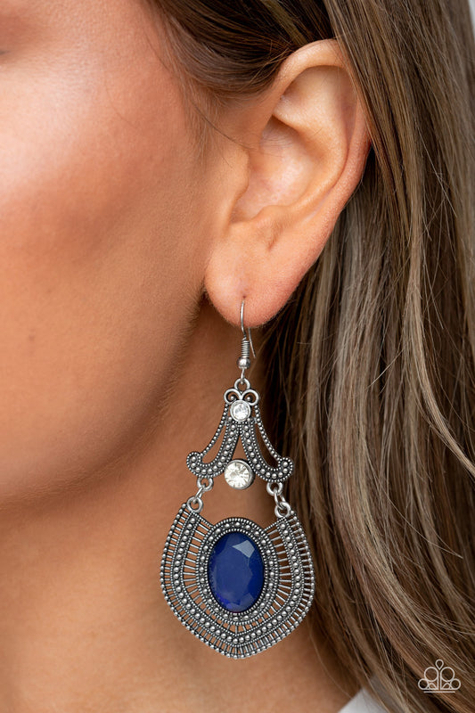 Panama Palace Blue Gem Earrings Paparazzi Accessories. Get Free Shipping. #P5ST-BLXX-034XX