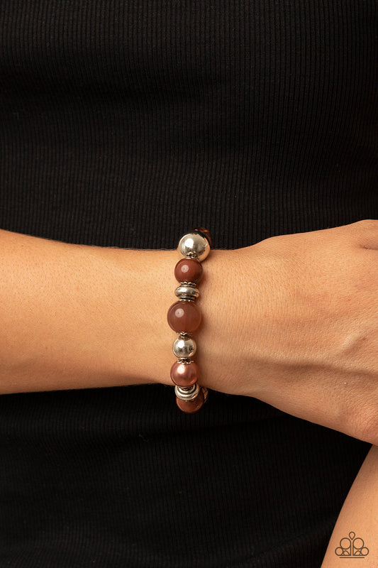 Paparazzi Tonal Takeover Brown Bracelet. #P9RE-BNXX-174XX. Root Beer beads Stretchy Bracelet
