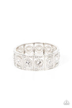 Load image into Gallery viewer, Paparazzi Ultra Upscale White Bracelets. Subscribe &amp; Save. #P9RE-WTXX-459XX. White Rhinestone
