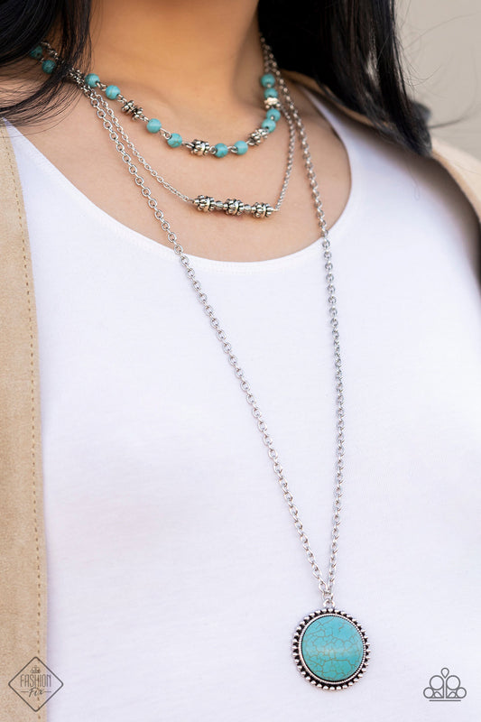 Paparazzi Fashion Fix Necklace: "Sahara Symphony - Blue" (P2SE-BLXX-518IH). Get Free Shipping