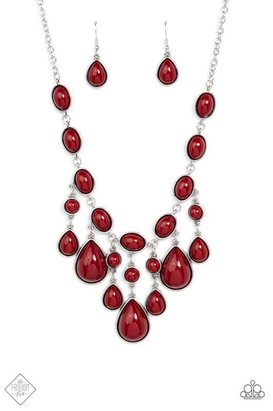 Paparazzi Mediterranean Mystery - Red Necklace #P2ST-RDXX-094CH Fashion Fix Exclusive