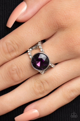 High Roller Sparkle - Purple Solitaire Ring Paparazzi Accessories. P4RE-PRXX-178XX. Free Shipping!