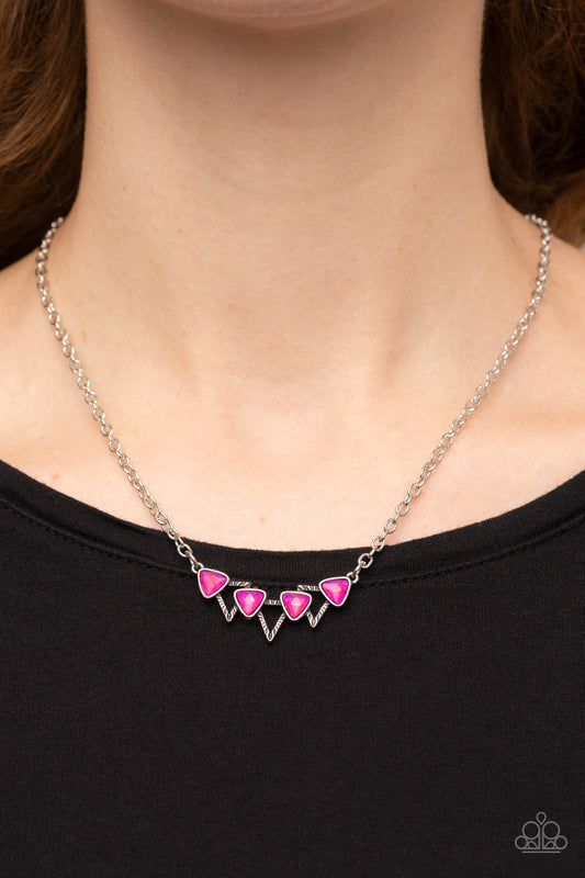 Pyramid Prowl Pink Iridescent Necklace Paparazzi Accessories. Get Free Shipping. #P2DA-PKXX-159XX