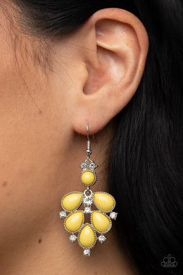 Transcendental Teardrops - Yellow Earrings Paparazzi Accessories. Subscribe & Save. #P5WH-YWXX-178XX