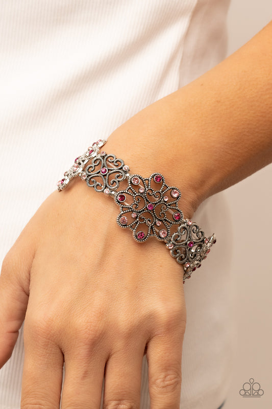 Paparazzi Regal Recognition - Pink Bracelets. Get Free Shipping! #P9RE-PKXX-276XX | Stretchy