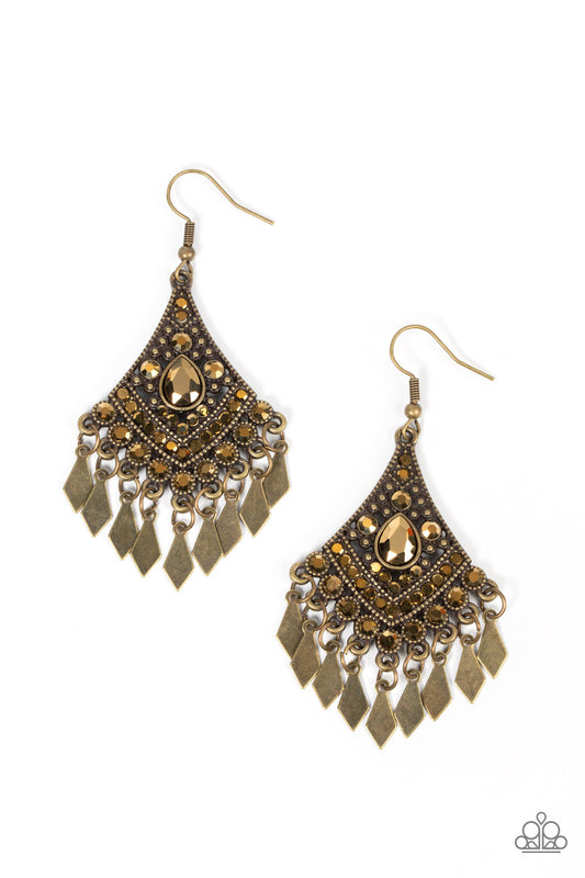 Paparazzi Indie Iridescence Brass Earrings. #P5RE-BRXX-120XX. Get Free Shipping. Fringe Earring