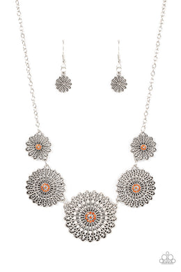 Marigold Meadows Orange Floral Necklace Paparazzi Accessories. Get Free Shipping. #P2RE-OGXX-139XX