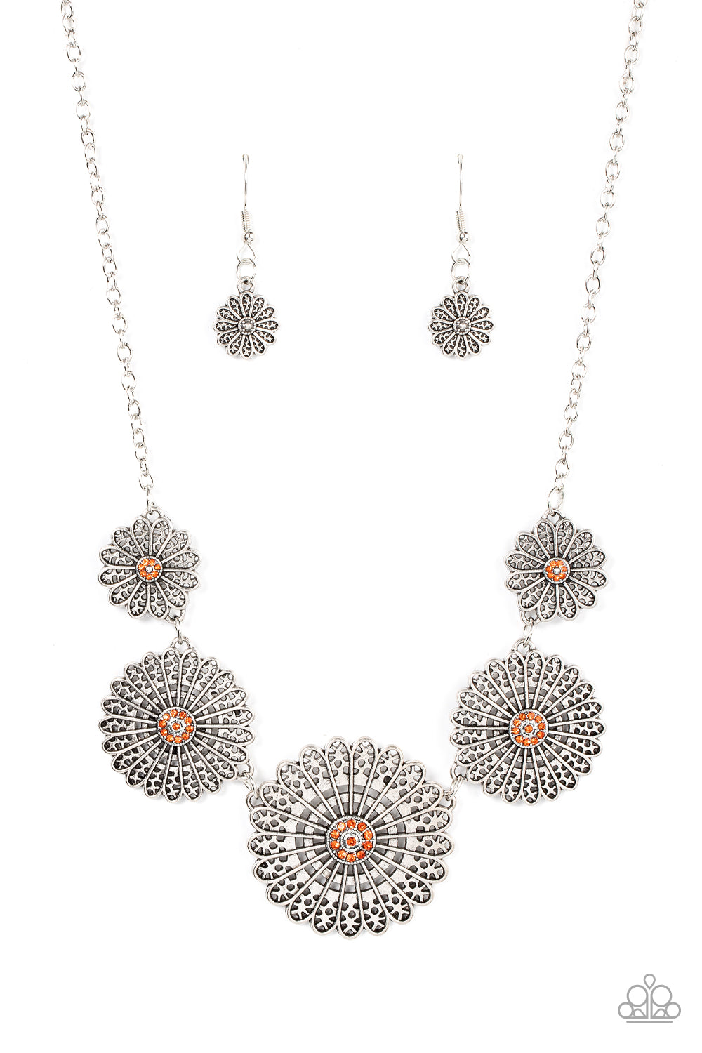 Marigold Meadows Orange Floral Necklace Paparazzi Accessories. Get Free Shipping. #P2RE-OGXX-139XX