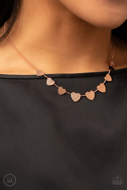 Dainty Desire - Copper Necklace Paparazzi Accessories Choker Style #P2CH-CPSH-047XX