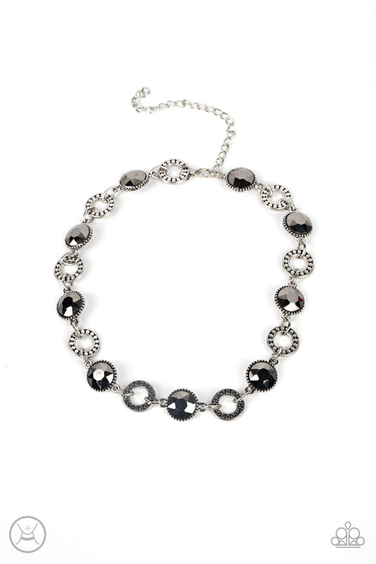 Paparazzi Rhinestone Rollout - Silver Choker Necklace. #P2IN-SVXX-258XX. Free Shipping!