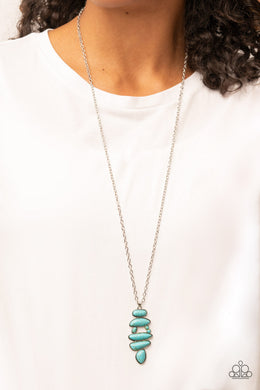 Paparazzi Mojave Mountaineer Blue Necklace. Turquoise Stone Pendant Necklace. #P2SE-BLXX-492XX