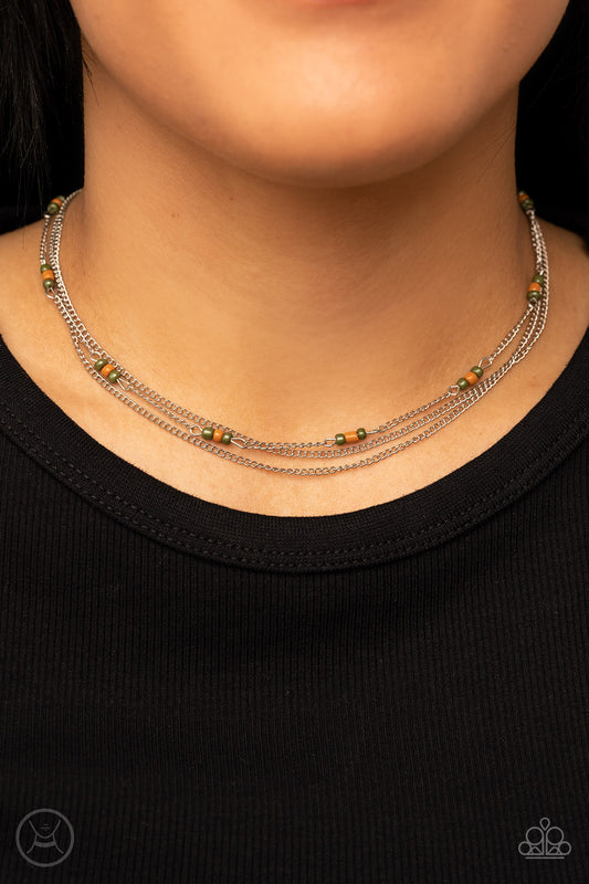 Bountifully Beaded Green Choker Necklace Paparazzi Accessories. Free Shipping. # #P2CH-GRXX-020XX