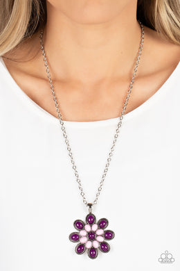 In the MEADOW of Nowhere Plum and Pale Rosette Necklace Paparazzi Accessories.
