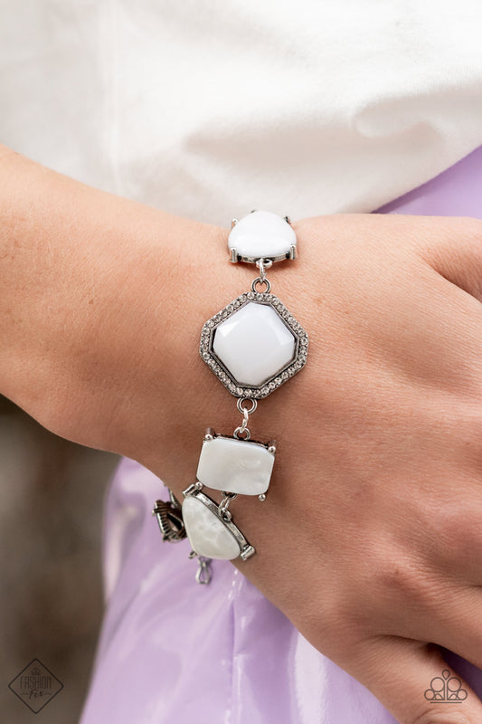 Grounding Glamour White Bracelet Paparazzi Accessories. Get Free Shipping. #P9ST-WTXX-021GI