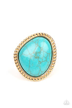 Load image into Gallery viewer, Paparazzi Take the High RODEO - Gold and Turquoise Blue Stone Ring. #P4SE-GDXX-046XX
