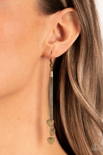 Load image into Gallery viewer, Paparazzi Higher Love Brass Heart Earrings in a dainty brass snake chain. #P5WH-BRXX-150XX
