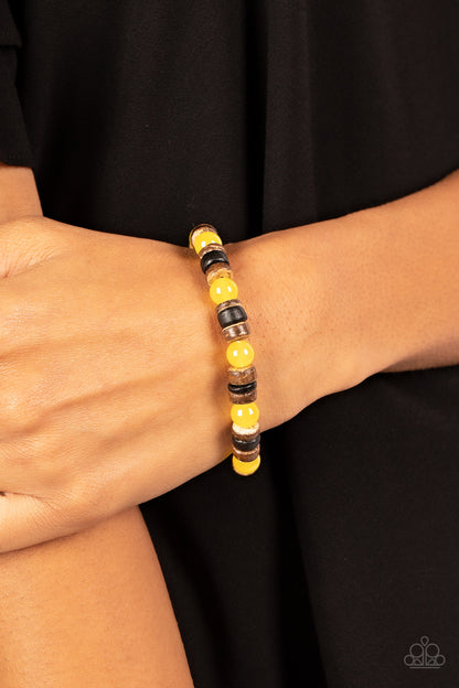 Durango Drifter Yellow $8 Stretchy Bracelet Paparazzi Accessories. #P9SE-URYW-086XX