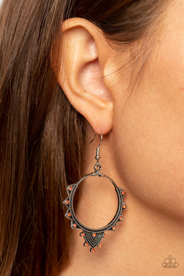 Textured Twinkle Orange Earrings Paparazzi Accessories. #P5WH-OGXX-179XX. Rustic, Fishhook earring