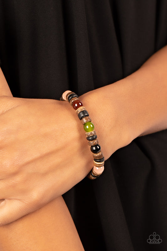 Paparazzi Durango Drifter Multi Bracelet. Get Free Shipping. #P9SE-URMT-243XX. Wooden Disc