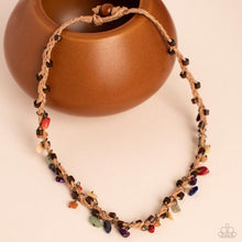 Load image into Gallery viewer, Canyon Voyage Multi Color Natural Stone Wooden Accent Necklace Paparazzi Accessories.
