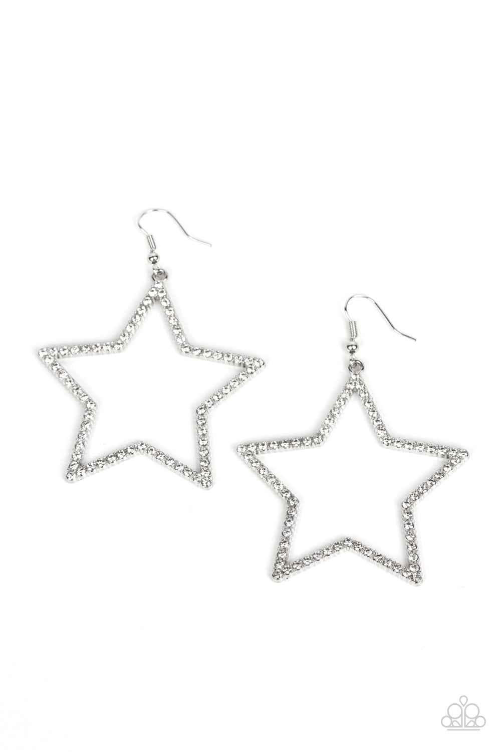 Supernova Sparkle White Star Earrings Paparazzi Accessories. #P5ED-WTXX-060XX. Get Free Shipping