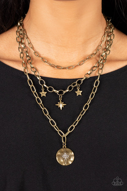Under the Northern Lights Brass Star Necklace Paparazzi Accessories. Get Free Shipping. 