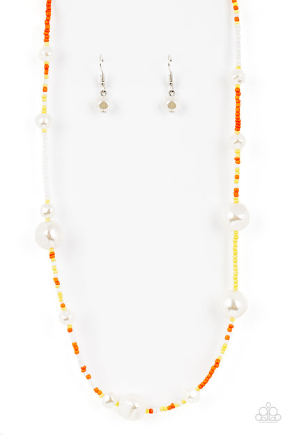 Paparazzi Modern Marina Orange Necklace. #P2SE-OGXX-286GT. Get Free Shipping. Seed Beads Dainty