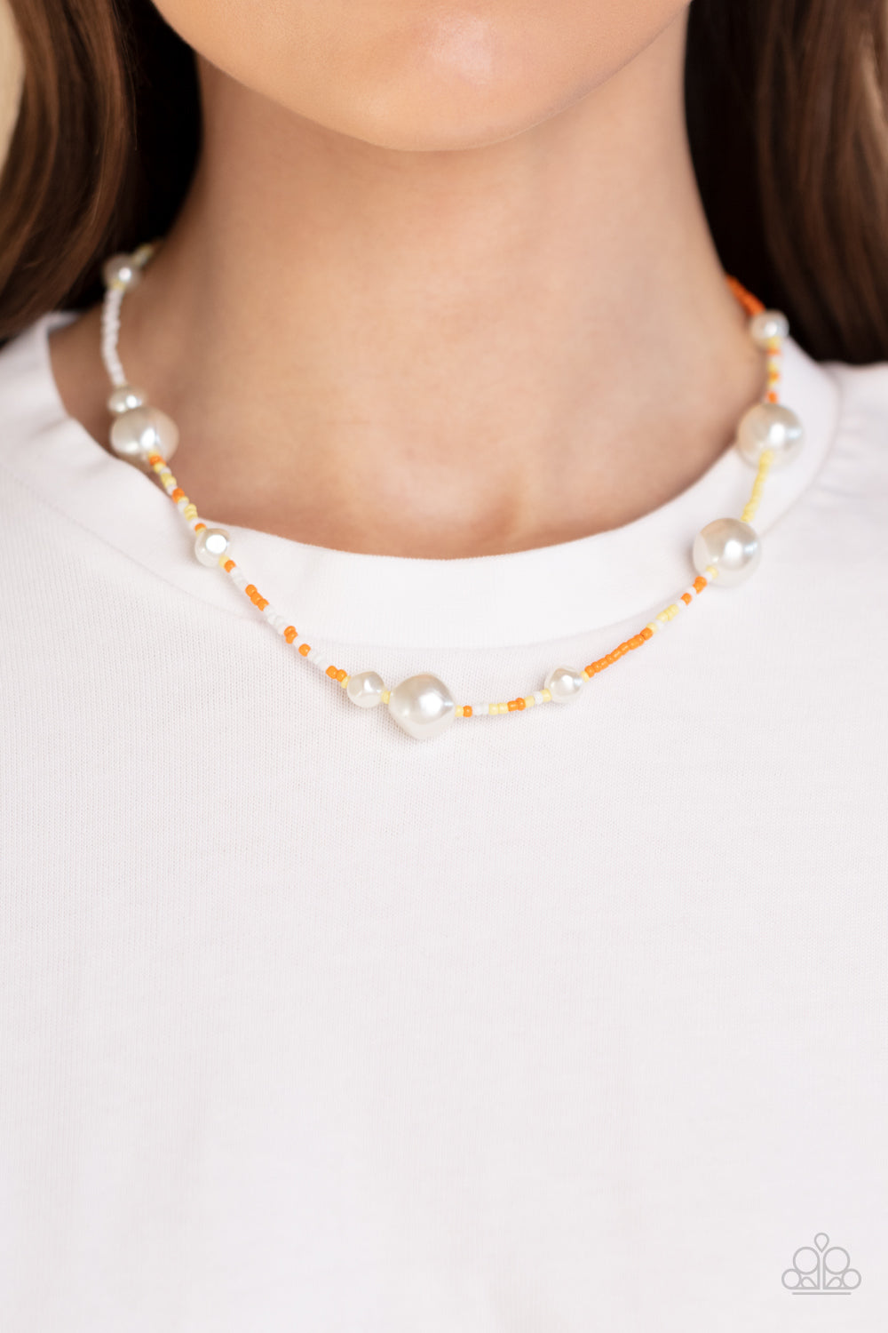 Modern Marina Orange Seed Beads Dainty Necklace Paparazzi Accessories. Subscribe & Save. 