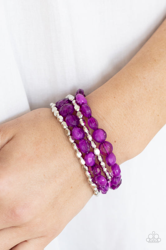 Seaside Siesta Purple Stretchy Bracelets Paparazzi Accessories. #P9SE-PRXX-187IT. Free Shipping.