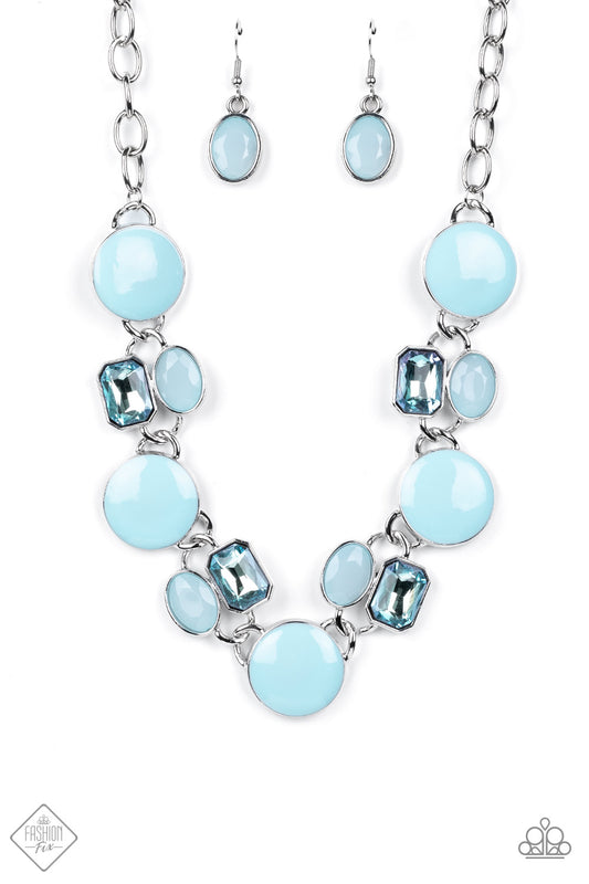 Dreaming in MULTICOLOR - Blue Short Necklace Paparazzi Accessories. Subscribe & Save. Milky Blue