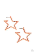 Load image into Gallery viewer, All-Star Attitude Copper Hoop Earrings Paparazzi Accessories. Subscribe &amp; Save. #P5HO-CPSH-167XX
