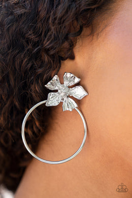 Buttercup Bliss Silver Bloom Earrings Paparazzi Accessories. #P5PO-SVXX-237XX. Free Shipping. 
